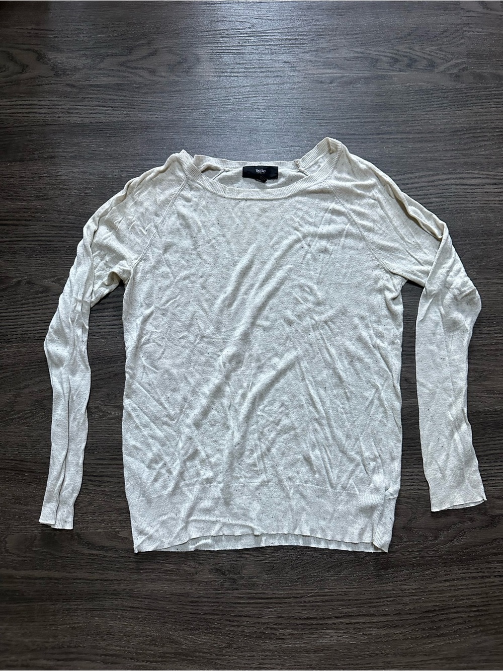 Mossimo Cream Ivory Flecked Lightweight Knit Sweater Sz Large Boat Neck Pullover
